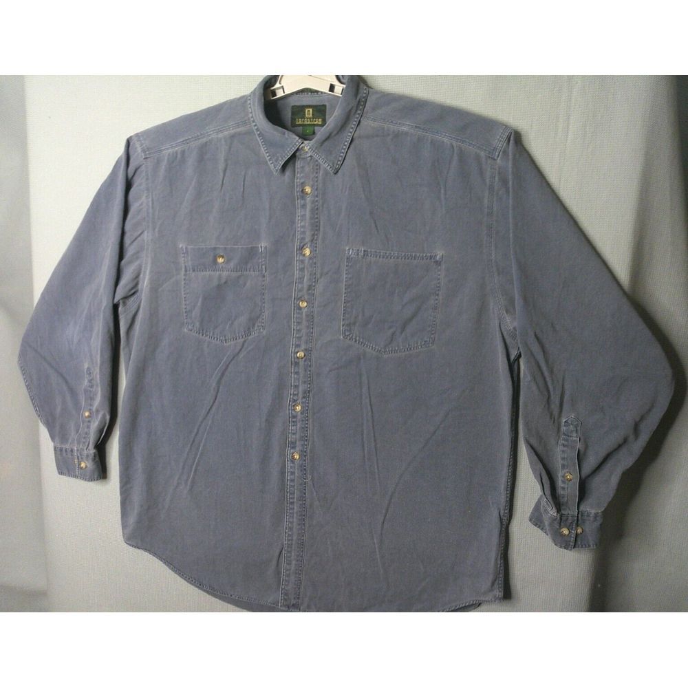 VTG Button Up Shirt Men Large Faded Black Minimal Funky Jean Pocket Unique Rare